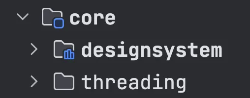 Project structure showing the new threading module under core