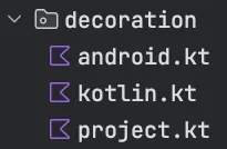 The project.kt file with the libs and version extensions