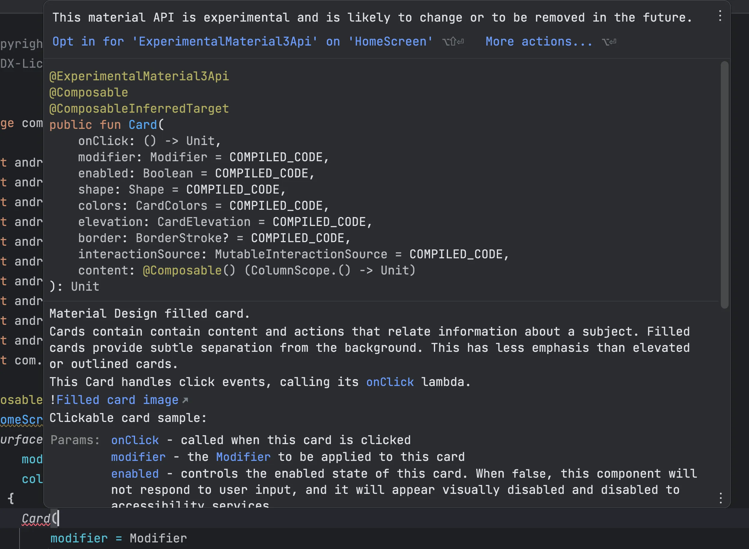 Error/warning shown by the IDE